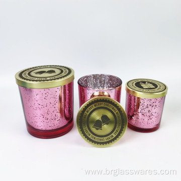 Christmas gift glass candle holder with metal lid